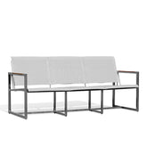 Pine Stainless Steel & Teak Outdoor Sling Sofa